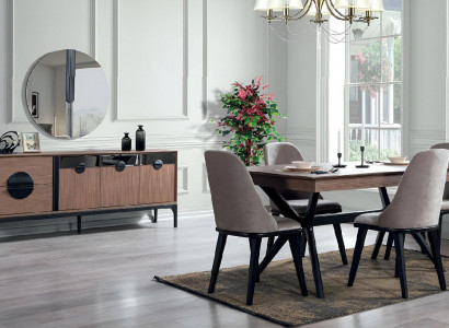 Luxury Dining Room Set Dining Table Sideboard with Mirror New Complete Modern Furniture